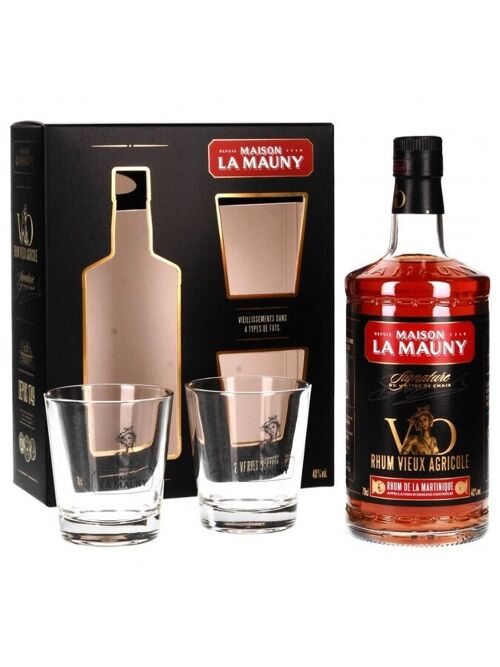 Maison La Mauny - Rhum Ambré Agricole VO - Coffret 2 Verres