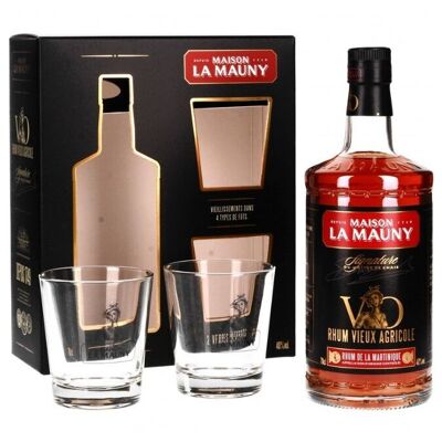 Maison La Mauny - Ambré Agricole Rum VO - Schachtel mit 2 Gläsern