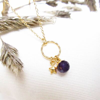 Amethyst stone pendant necklace and its star