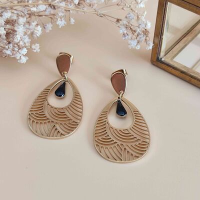 Boucles d'oreilles pendantes goutte La Merveilleuse noir