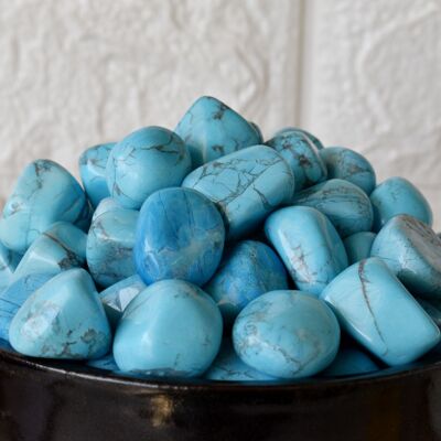 1Pc Turquoise Howlite Tumbled Stone ~ Healing Tumbled Stones
