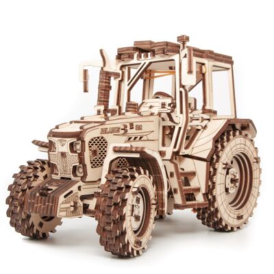 DIY Eco Wood Art 3D Mechanical Puzzle, Belarus-82 Tractor, 1157, 21.8×11.8×15.5cm