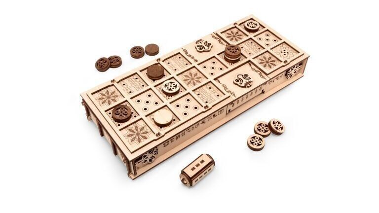 Gioco da tavolo 2 in 1 Eco Wood Art fai da te, Senet e Ur, 1355, 34.5x14x6 cm