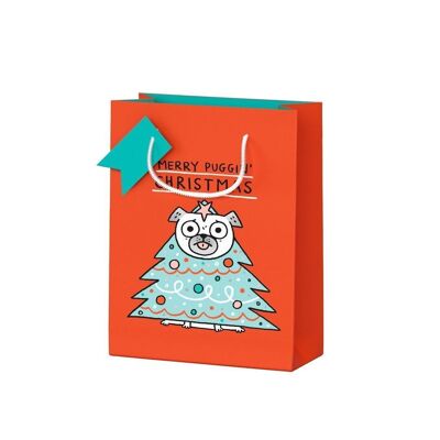 Petit sac cadeau de Noël Joyeux Puggin (8119)