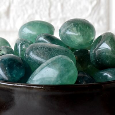 1 pieza de piedras rodadas de fluorita verde ~ Piedras rodadas curativas