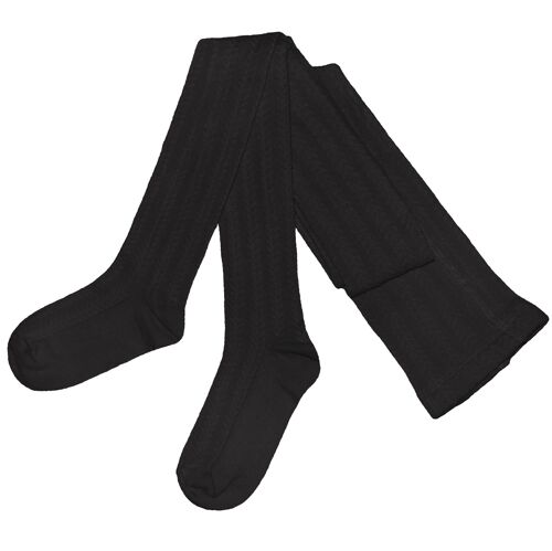 Cable Knitted Cotton Tights for Women >>Boho Cottagecore << Black