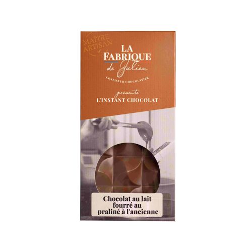 Tablette artisanale chocolat au lait fourrée au praliné à l’ancienne - 100 g - La Fabrique de Julien