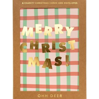 Ohh Deer Typographic Pattern Christmas Card Set - Pack of 6 (8153)
