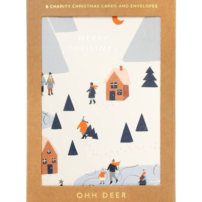 Ohh Deer Ski Houses Juego de tarjetas navideñas - Paquete de 6 (8152)