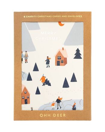 Ohh Deer Ski Houses Lot de cartes de Noël – Lot de 6 (8152)