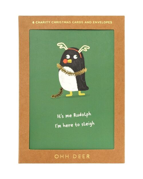 Ohh Deer Here to Sleigh Christmas Card Set - Pack of 6 (8150)