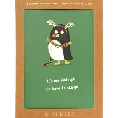 Ohh Deer Here to Sleigh Juego de tarjetas navideñas - Paquete de 6 (8150)