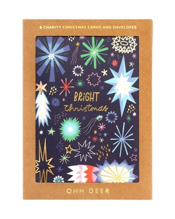 Ohh Deer Festive Stars Lot de cartes de Noël – Lot de 6 (8151)