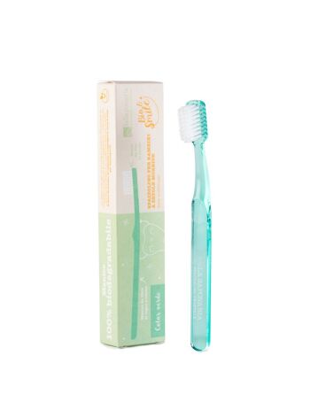 Brosse à dents enfant en fibres végétales - Verte 1