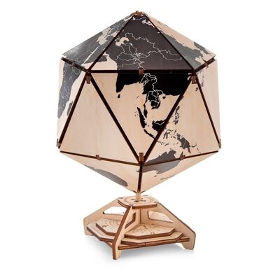 DIY Eco Wood Art GLOBO MUNDIAL ICOSADRICO, Negro, 1379, 16,4×16,4X23cm