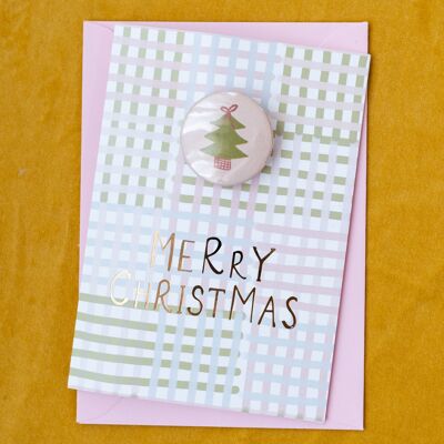 Christmas Tree Badge Gold Foil 'Merry Christmas' Card