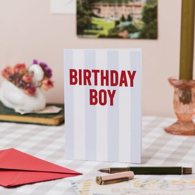 Birthday Boy Stripe Card with Biodegradable Glitter