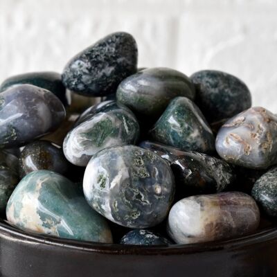 1 pieza de piedras rodadas de ágata musgo ~ Piedras rodadas curativas