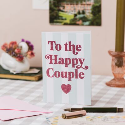 To the Happy Couple Stripe Card with Biodegradable Glitter