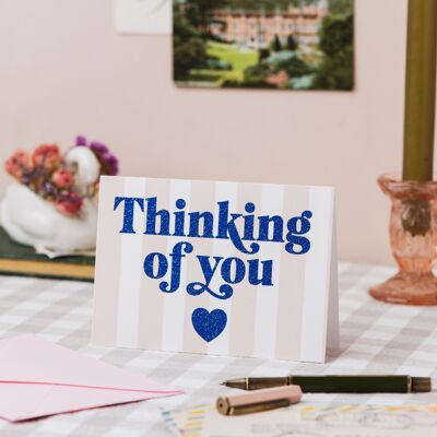 Thinking of You Stripe Card with Biodegradable Glitter