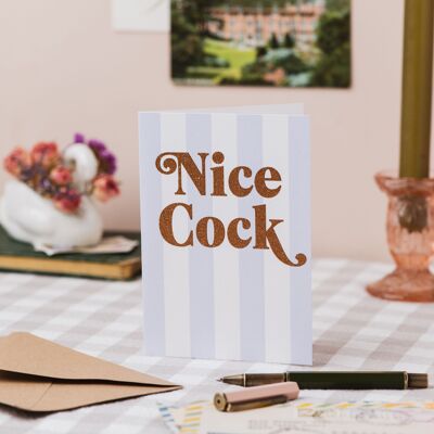 Nice Cock Stripe Card with Biodegradable Glitter