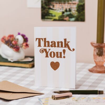 Thank You Stripe Card with Biodegradable Glitter