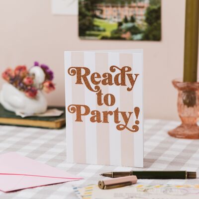 Ready to Party Stripe Card with Biodegradable Glitter