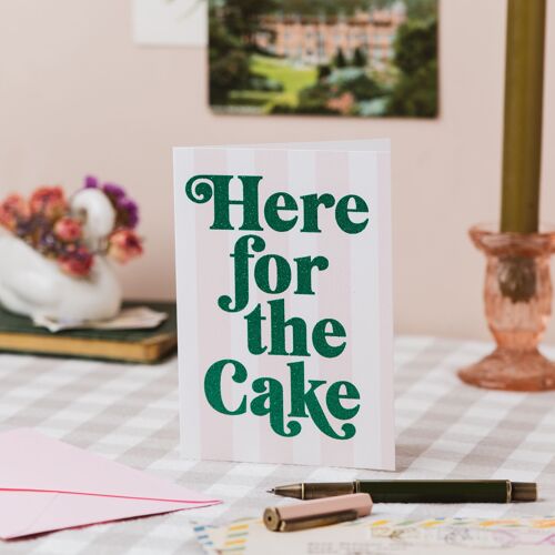 Here for the Cake Stripe Card with Biodegradable Glitter