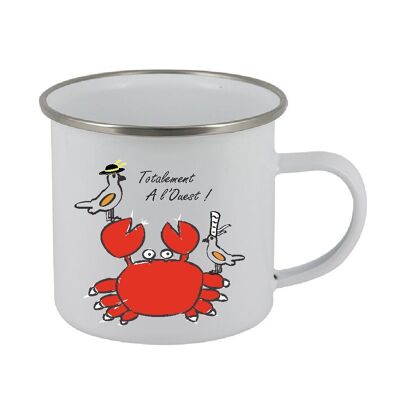 Taza de acero esmaltado "cangrejo totalmente en el oeste"