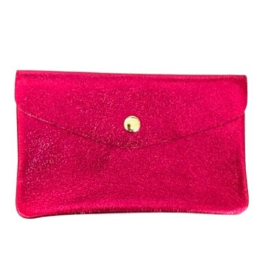 Large purse in fuchsia, green, gold, rose gold or silver glittered leather