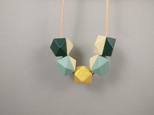Statement Necklace | Geometric Necklace Dark Green, Sage & Gold