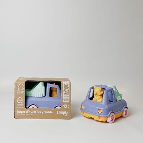 Jouet véhicule, Camion Pompier avec figurine, Made in France en plastique recyclé, Cadeau 1-5 ans, Pâques, Bleu