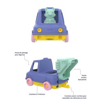 Jouet véhicule, Camion Pompier avec figurine, Made in France en plastique recyclé, Cadeau 1-5 ans, Pâques, Bleu 8