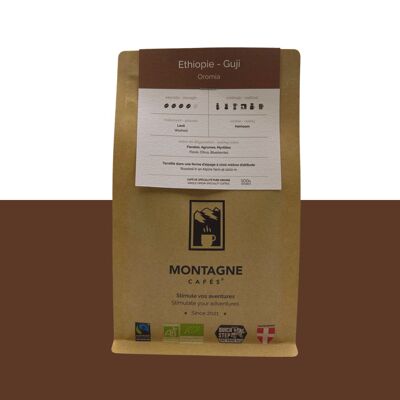 Café orgánico Etiopía Guji en grano de comercio justo, tostado en altura