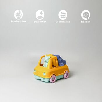 Jouet véhicule, Camion Pompier avec figurine, Made in France en plastique recyclé, Cadeau 1-5 ans, Pâques, Jaune 3