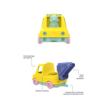 Jouet véhicule, Camion Pompier avec figurine, Made in France en plastique recyclé, Cadeau 1-5 ans, Pâques, Jaune 6
