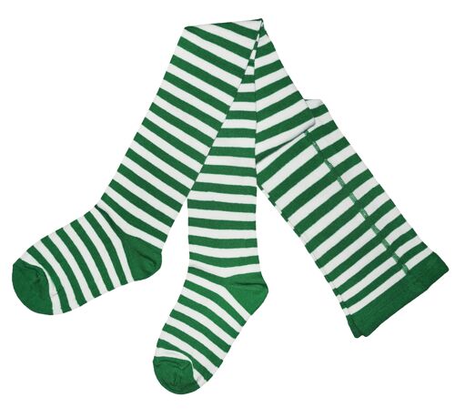 Knitted Cotton Tights for Women >> Carnival Stripes << Green & White