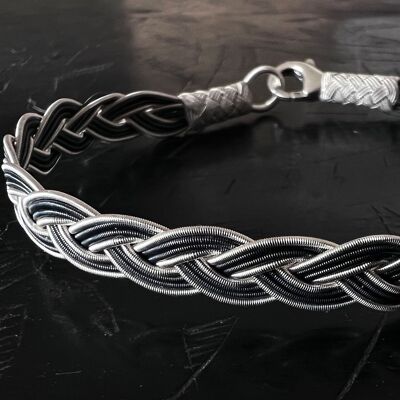 PULSERA TRENZA - PLATA Y PLATA OXIDADA - HECHA A MANO - HOMBRE Y MUJER