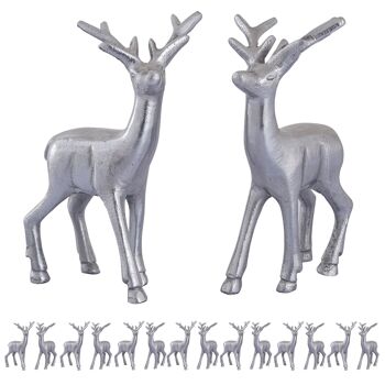 Figurine déco cerf VE 8x 2 pièces décoration de table figurine animale décoration de Noël en métal argenté ou doré 1