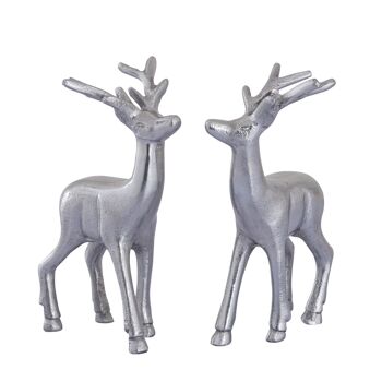 Figurine déco cerf VE 8x 2 pièces décoration de table figurine animale décoration de Noël en métal argenté ou doré 4