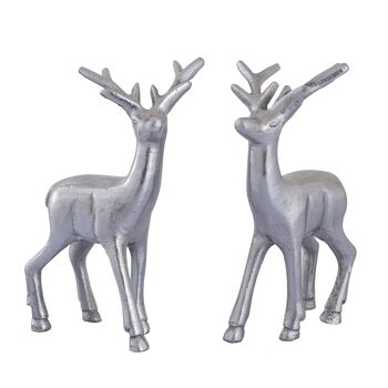Figurine déco cerf VE 8x 2 pièces décoration de table figurine animale décoration de Noël en métal argenté ou doré 5