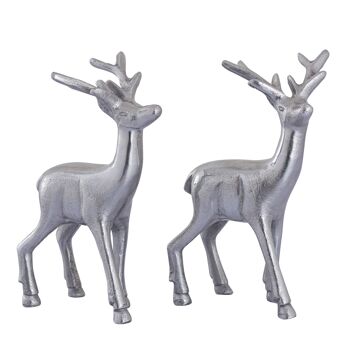 Figurine déco cerf VE 8x 2 pièces décoration de table figurine animale décoration de Noël en métal argenté ou doré 6