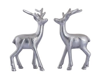Figurine déco cerf VE 8x 2 pièces décoration de table figurine animale décoration de Noël en métal argenté ou doré 7