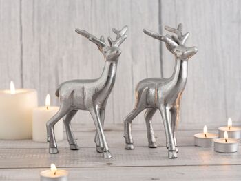 Figurine déco cerf VE 8x 2 pièces décoration de table figurine animale décoration de Noël en métal argenté ou doré 8