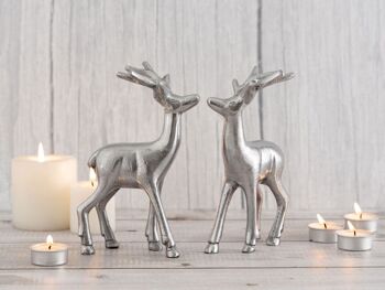 Figurine déco cerf VE 8x 2 pièces décoration de table figurine animale décoration de Noël en métal argenté ou doré 9