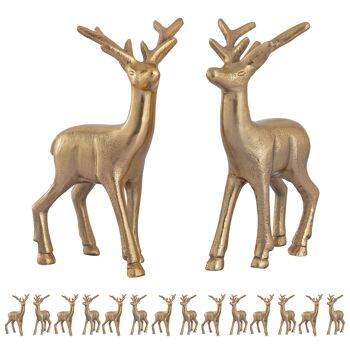 Figurine déco cerf VE 8x 2 pièces décoration de table figurine animale décoration de Noël en métal argenté ou doré 10