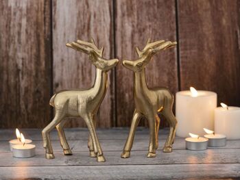 Figurine déco cerf VE 8x 2 pièces décoration de table figurine animale décoration de Noël en métal argenté ou doré 11