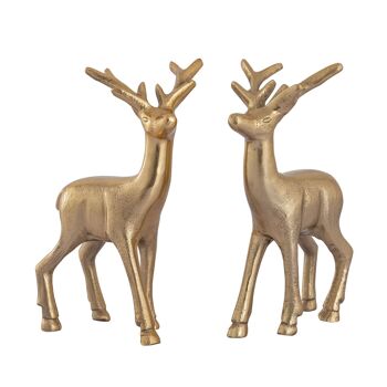 Figurine déco cerf VE 8x 2 pièces décoration de table figurine animale décoration de Noël en métal argenté ou doré 12
