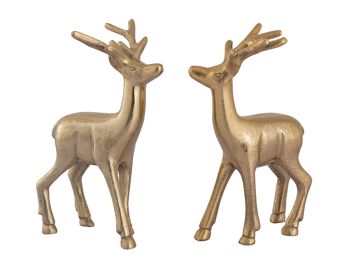 Figurine déco cerf VE 8x 2 pièces décoration de table figurine animale décoration de Noël en métal argenté ou doré 14