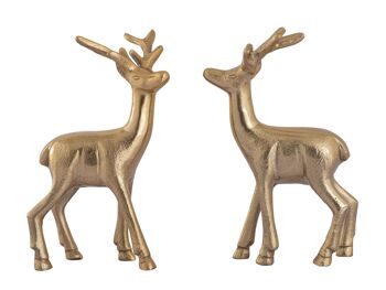 Figurine déco cerf VE 8x 2 pièces décoration de table figurine animale décoration de Noël en métal argenté ou doré 15